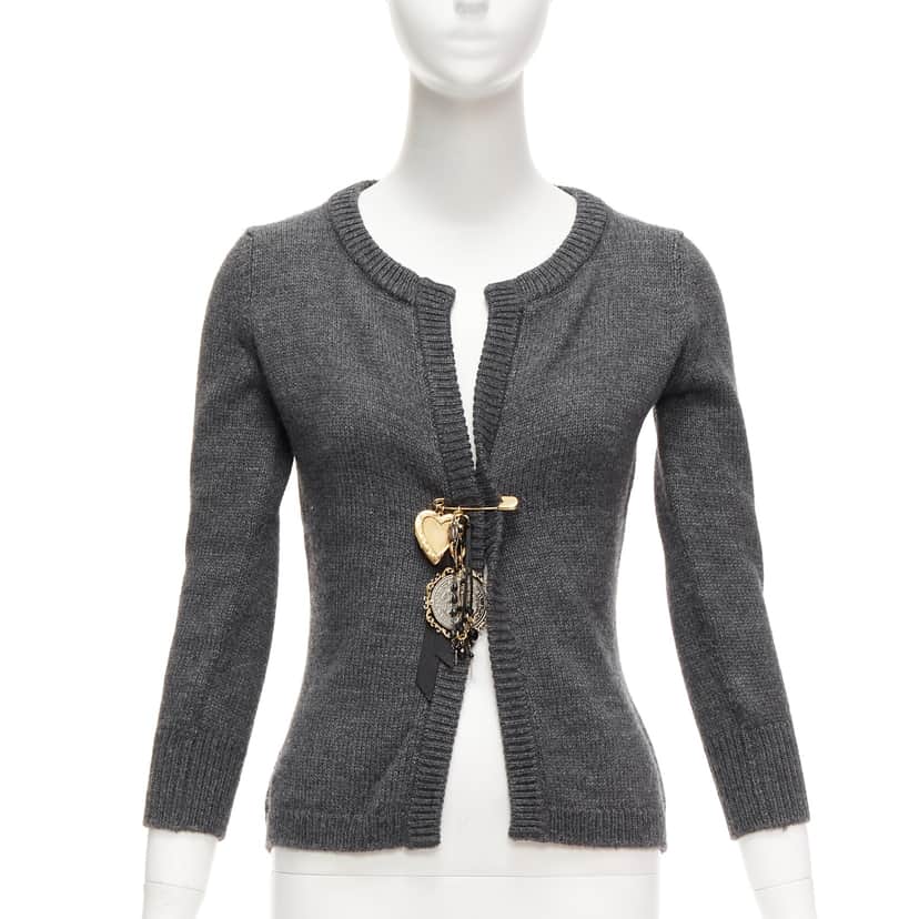 Dolce & Gabbana Baroque Charm Cardigan Grey Polyester Very good condition - Front View