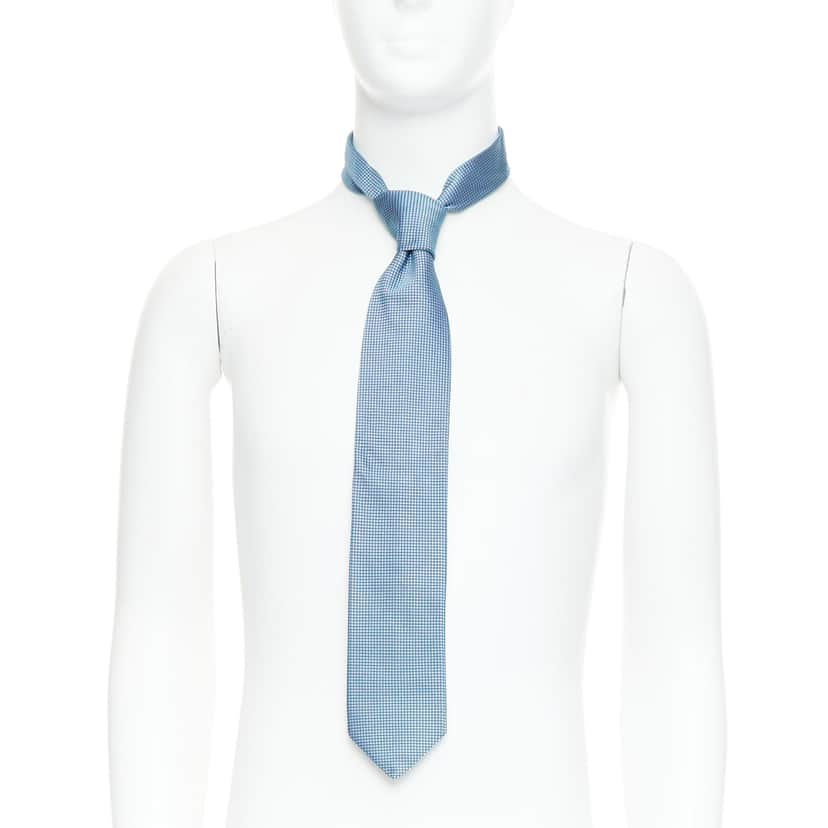 Patek Philippe Grid Jacquard Tie Blue Silk Very good condition - Front View
