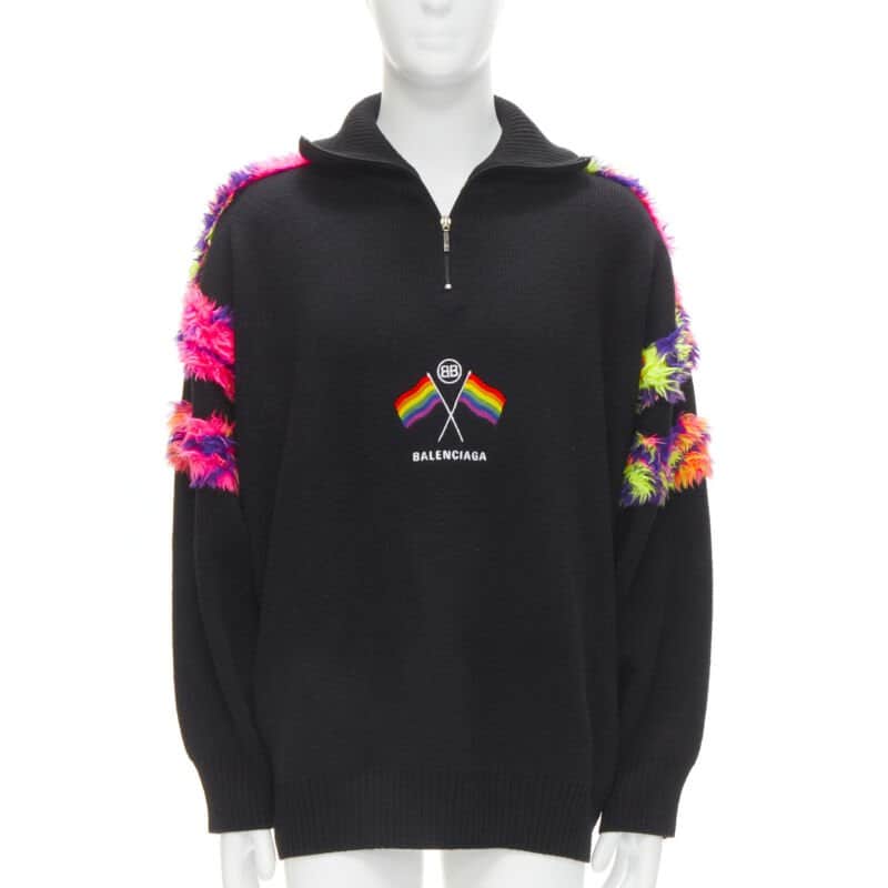 Balenciaga Pride Flag Turtleneck Black Wool Never worn - Front View
