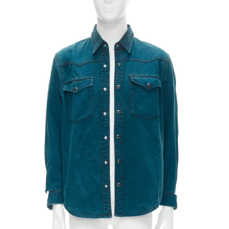 Balenciaga Ripped Cuff Shirt Blue Polyester Never worn - Front View