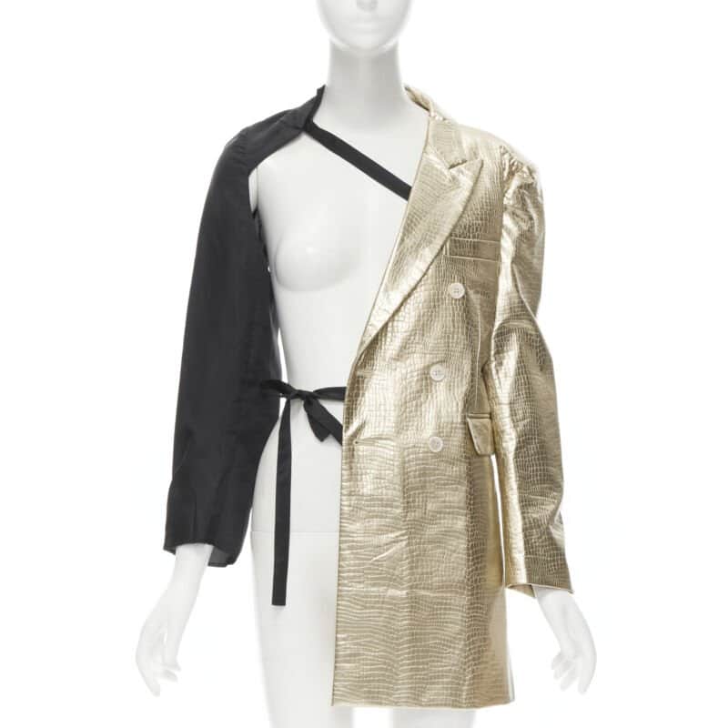 Comme Des Garcons Pleated Harness Jacket Gold Polyester Never worn, with tag - Front View