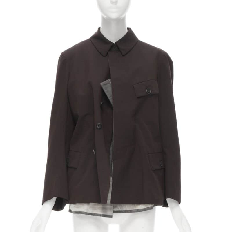 Comme Des Garcons Corset Vest Blazer Burgundy Cotton Never worn - Front View