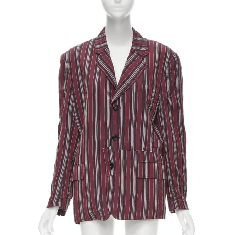 Comme Des Garcons Stripe Deconstructed Blazer Red Polyester Never worn - Front View