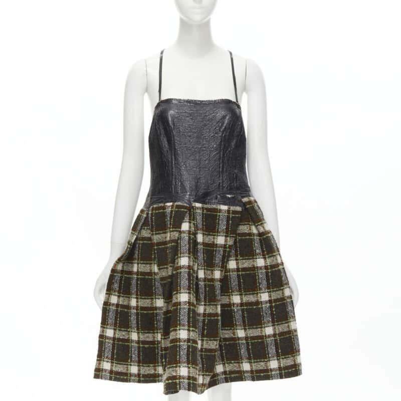 Junya Watanabe Tweed Cocktail Dress Green Tweed Very good condition - Front View