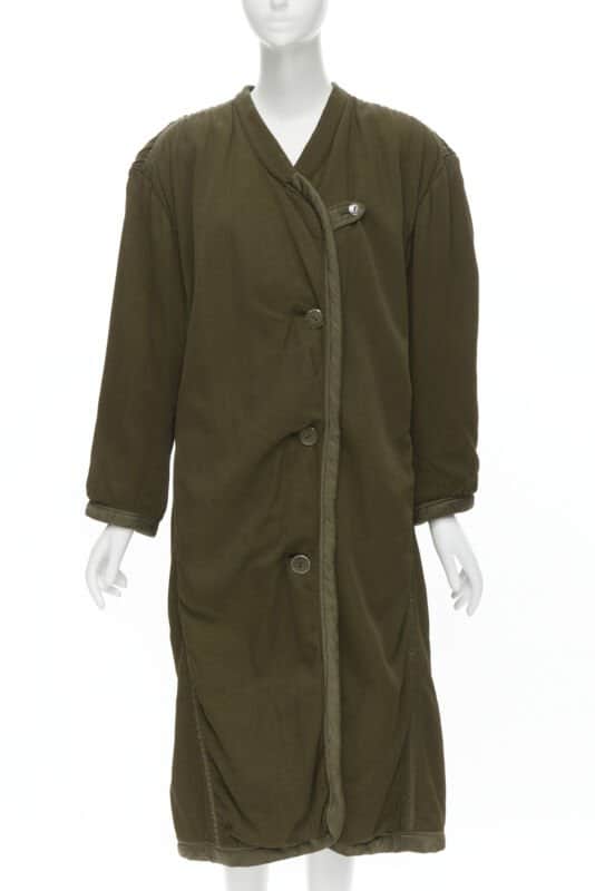 Issey Miyake Green Oversized Shoulder Coat Green Cotton Very good condition - Front View