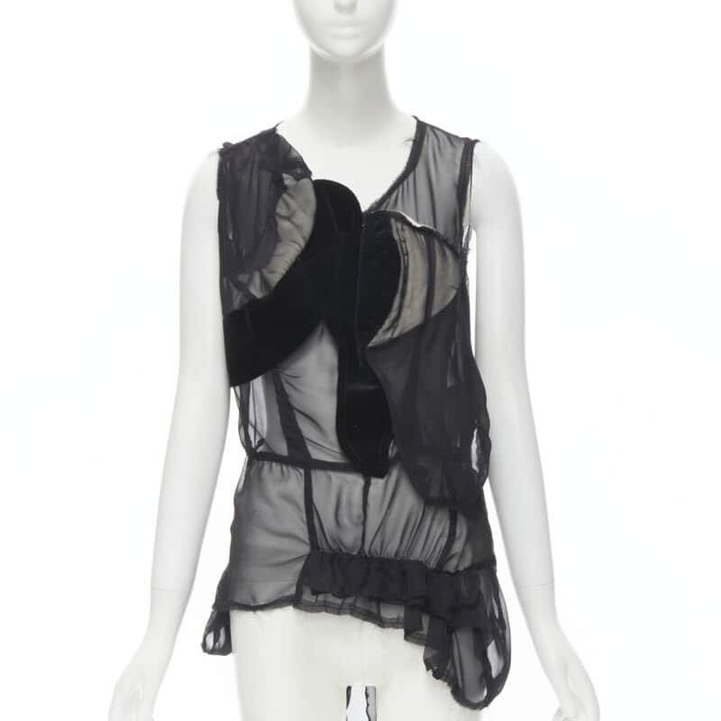 Comme Des Garcons Velvet Patchwork Vest Black Cotton Never worn - Front View