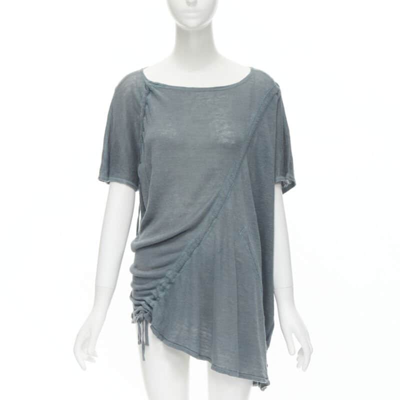 Issey Miyake Diagonal Bias Sweater Blue Linen Fair condition - Front View