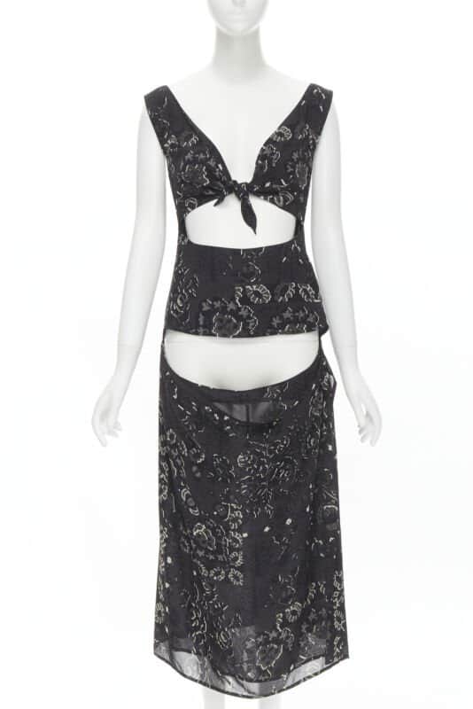 Yohji Yamamoto Paisley Draped Dress Black Polyester Never worn - Front View