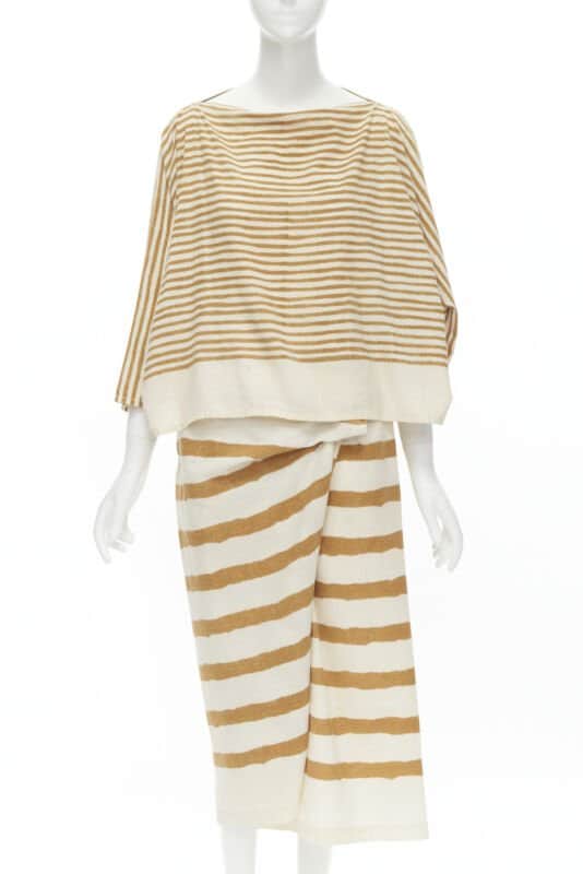 Issey Miyake Tribal Top Skirt Beige Cotton Good condition - Front View