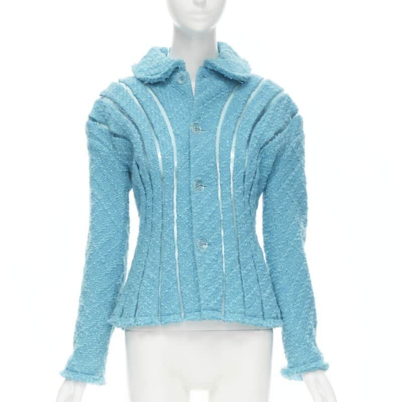 Junya Watanabe Teal Tweed Space Jacket Blue Tweed Never worn - Front View