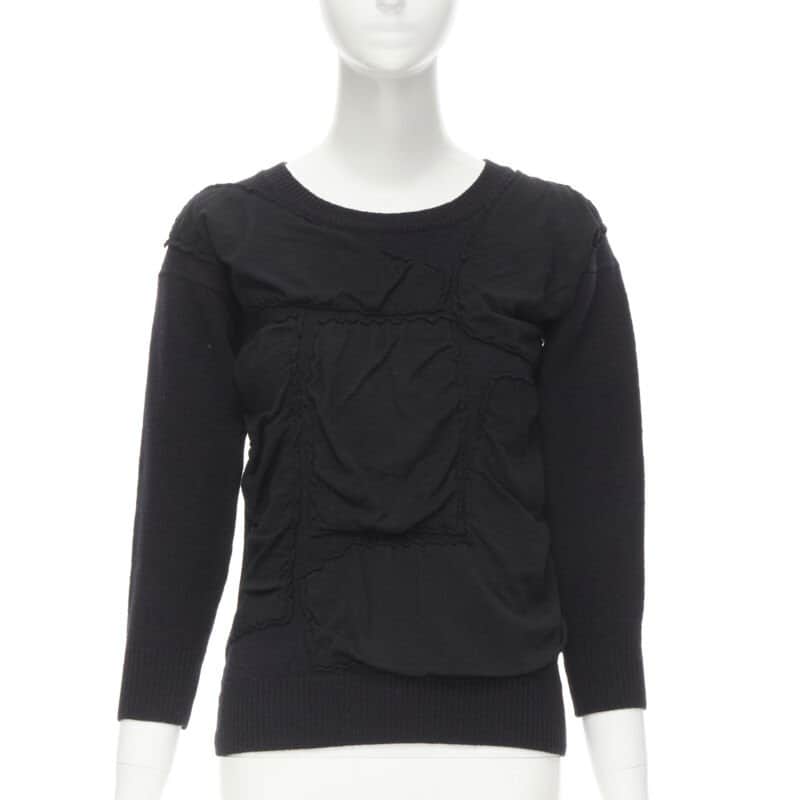 Comme Des Garcons Bubble Patchwork Sweater Black Wool Never worn - Front View