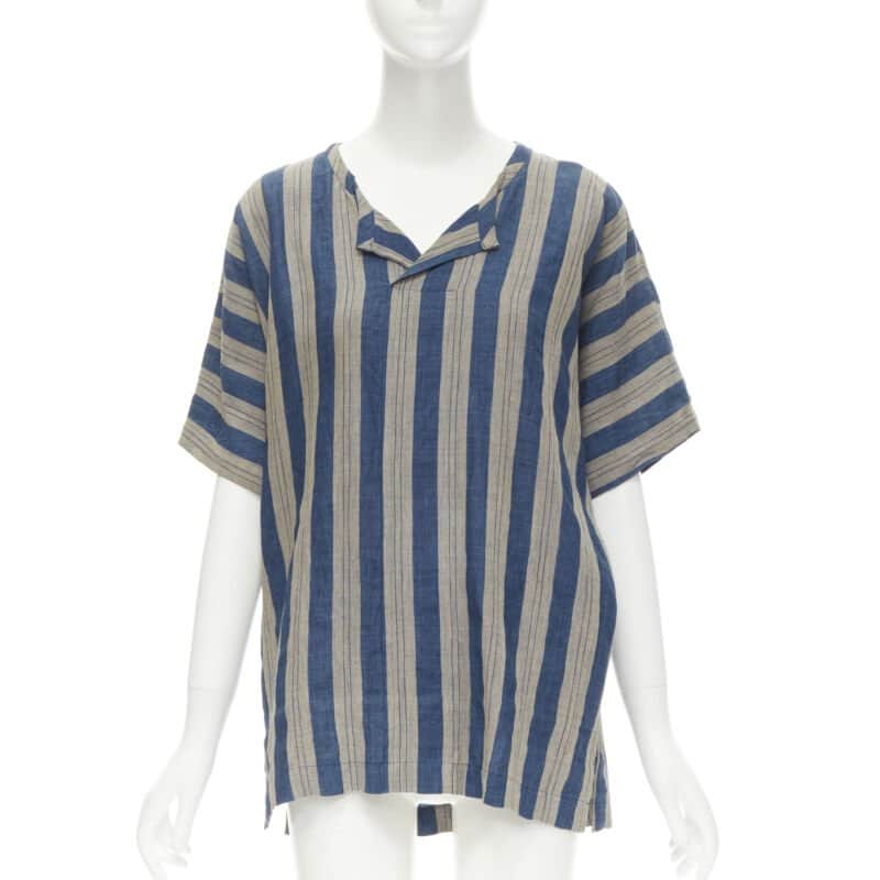Comme Des Garcons Striped Linen Shirt Brown Linen Never worn - Front View
