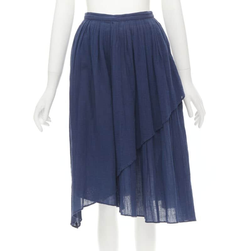Comme Des Garcons Waterfall Draped Skirt Blue Cotton Good condition - Front View