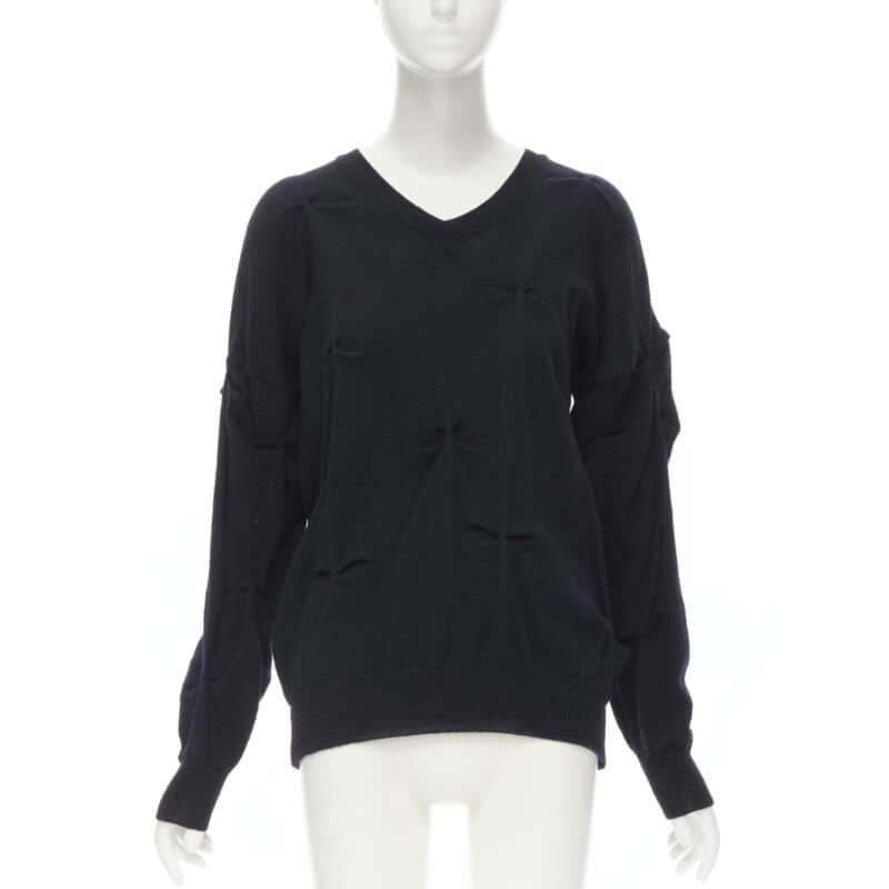 Comme Des Garcons Pinched Bow Sweater Black Wool Very good condition - Front View