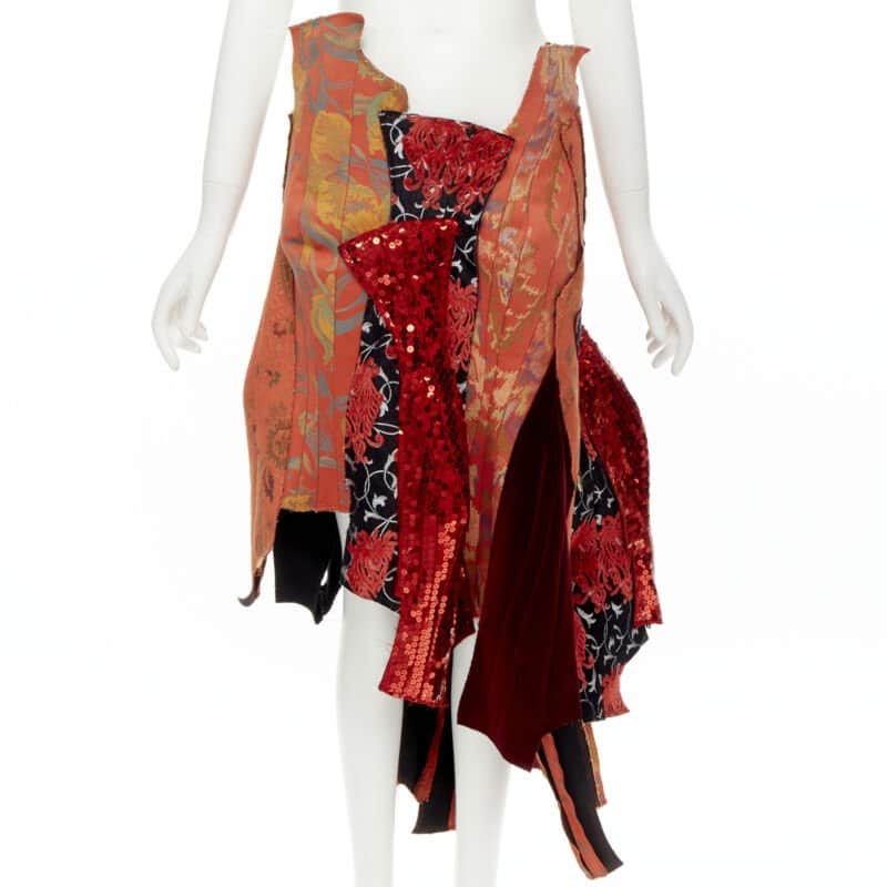 Comme Des Garcons Jacquard Devore Skirt Red Cotton Never worn - Front View
