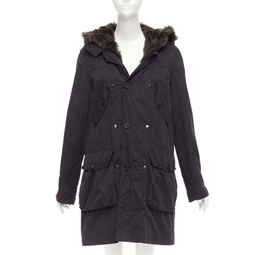 3.1 Phillip Lim Fur Lined Parka Coat Black Cotton Fair condition - Front View