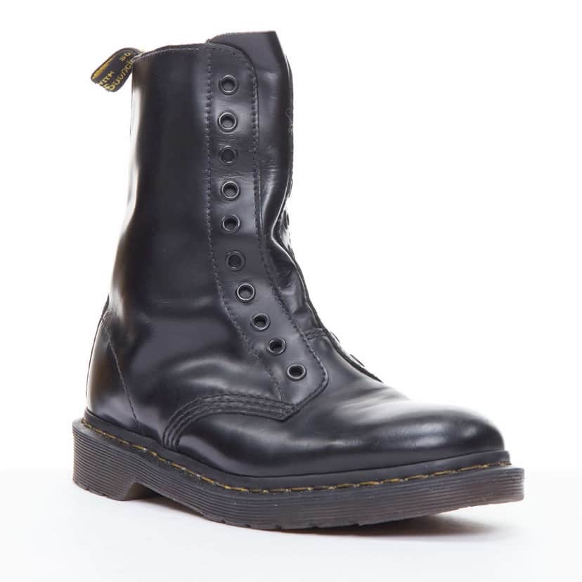 Vetements Laceless Combat Boots Black Leather Fair condition - Front View