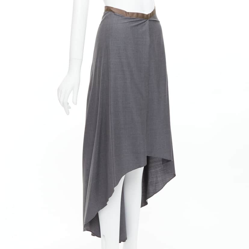Brunello Cucinelli High Low Skirt Grey Wool Very good condition - Front View