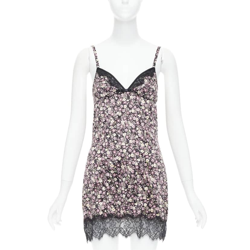 D&g Floral Slip Dress Pink Polyamide Very good condition - Front View
