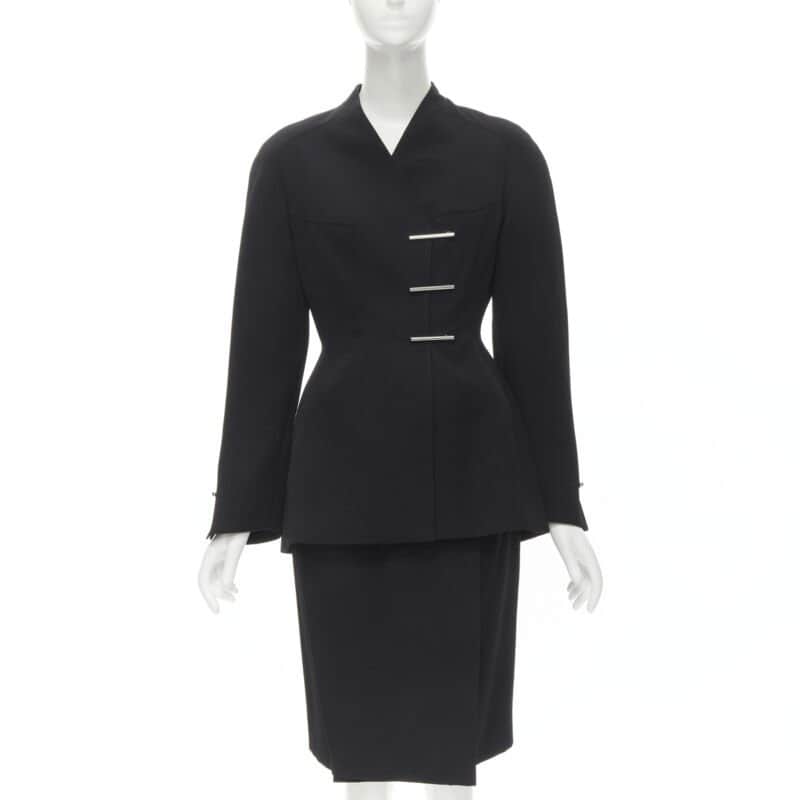Mugler Double Breasted Set Black Wool Very good condition - Front View