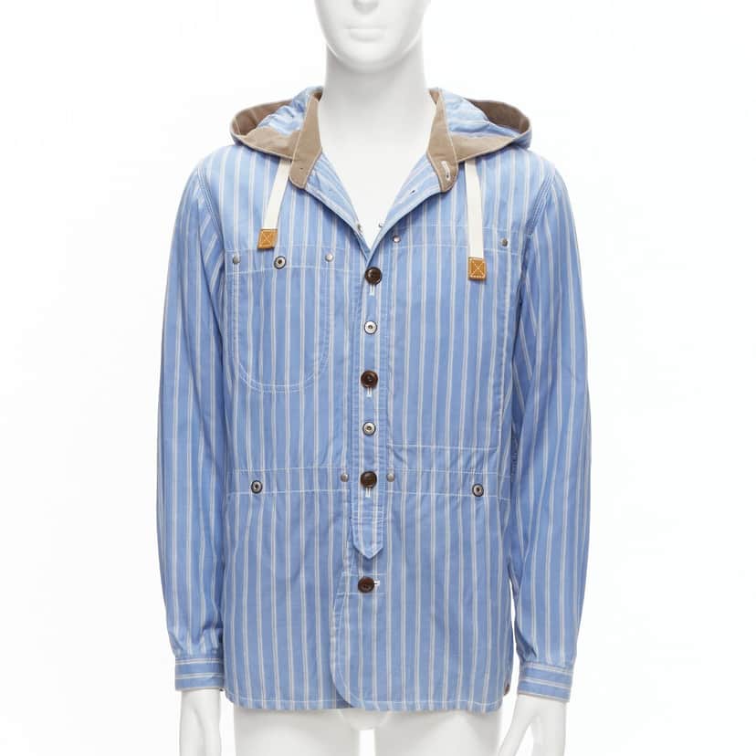 Junya Watanabe Navy Toggle Anorak Coat Blue Cotton Fair condition - Front View