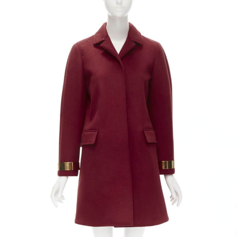 Burberry Red Cashmere Bar Coat Red Cashmere Very good condition - Front View