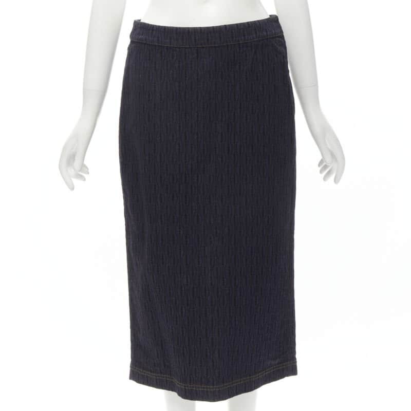 Fendi Flocked Denim Skirt Blue Cotton Never worn - Front View