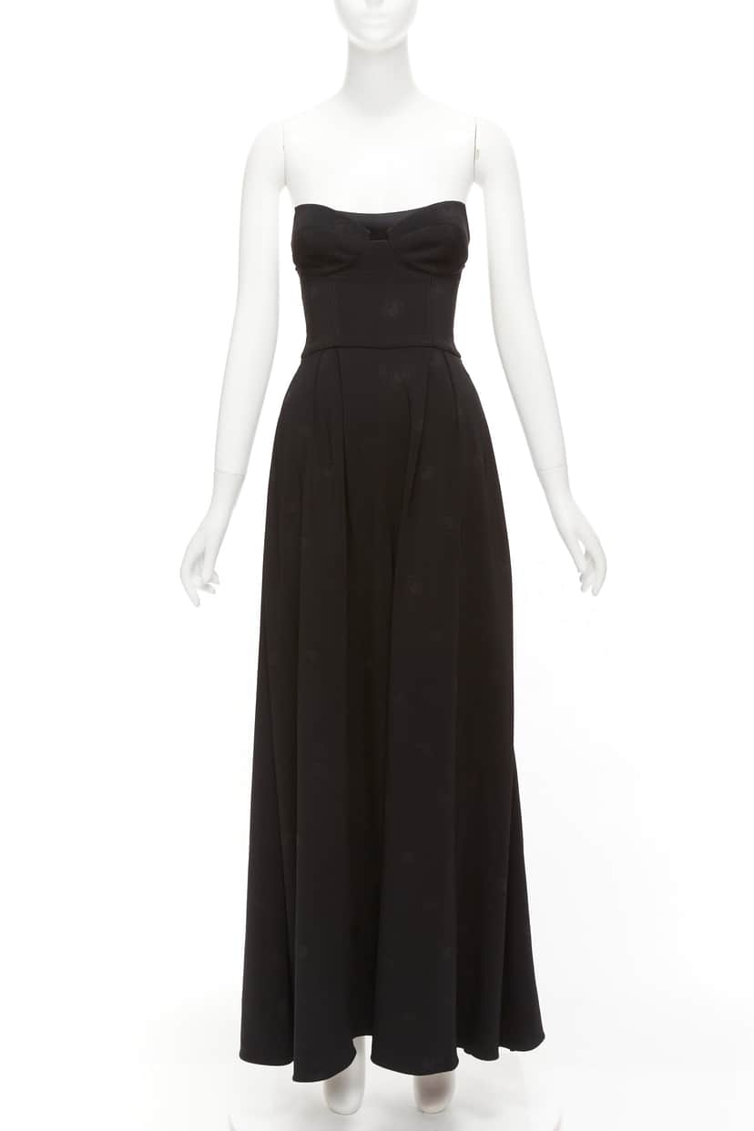 Brandon Maxwell Dotted Corset Jumpsuit Black Viscose Never worn - Front View