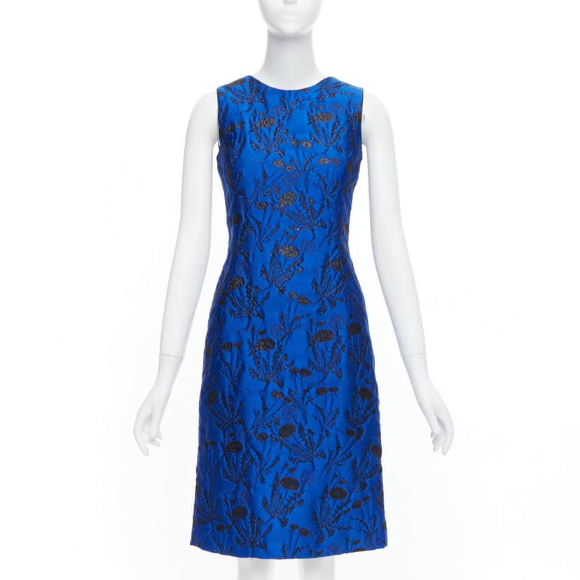 Oscar De La Renta Lurex Cloque Dress Blue Polyester Never worn - Front View