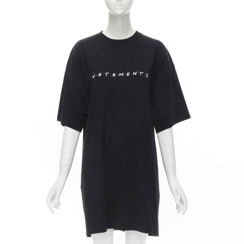 Vetements Logo T-shirt Dress Black Cotton Never worn - Front View