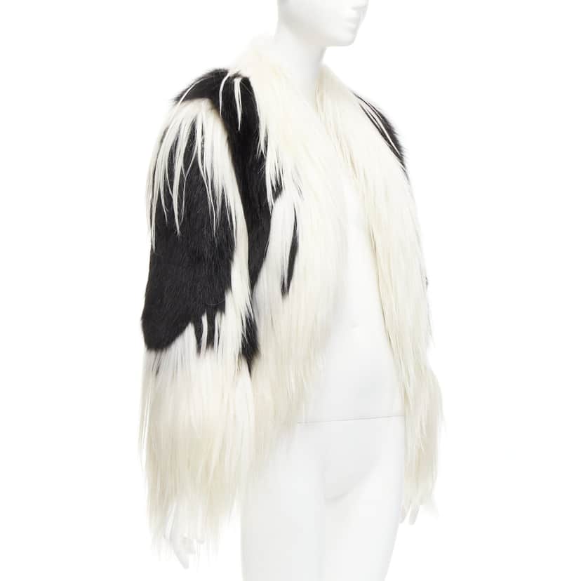 Revillon Black White Fur Coat Black Fur Never worn - Front View