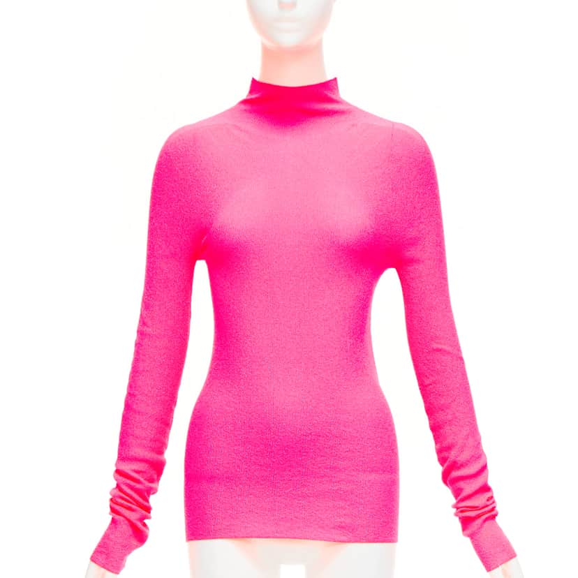 Celine Minimal Long Sleeve Top Pink Polyamide Never worn - Front View