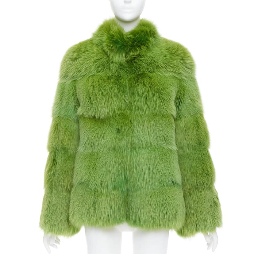 Emilio Pucci Green Dyed Short Coat Green Fur Never worn - Front View