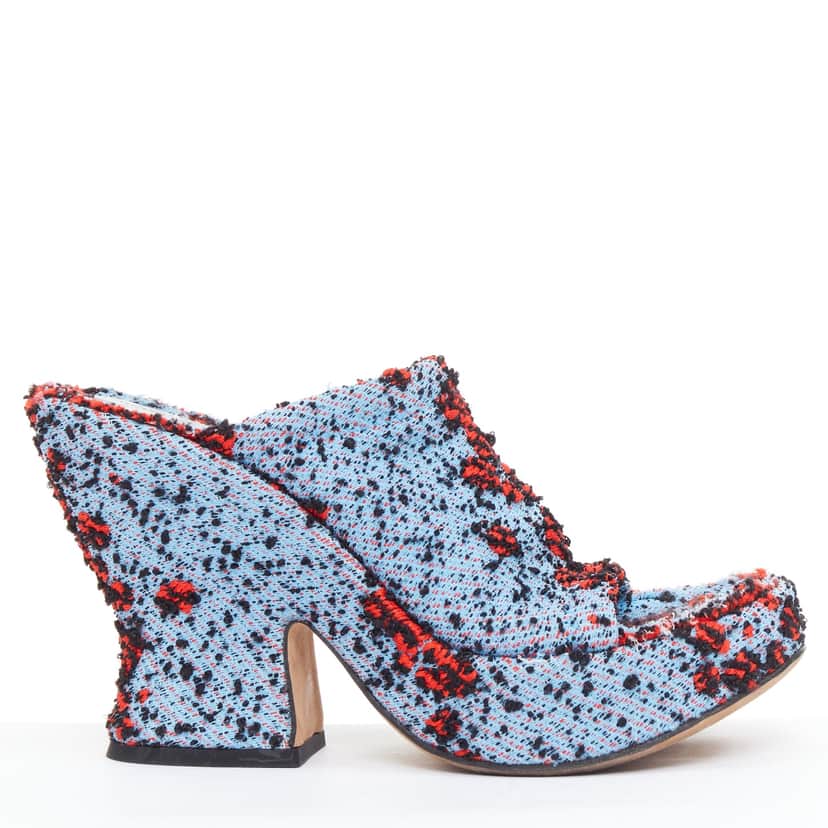 Bottega Veneta Boucle Platform Mules Blue Good condition - Front View
