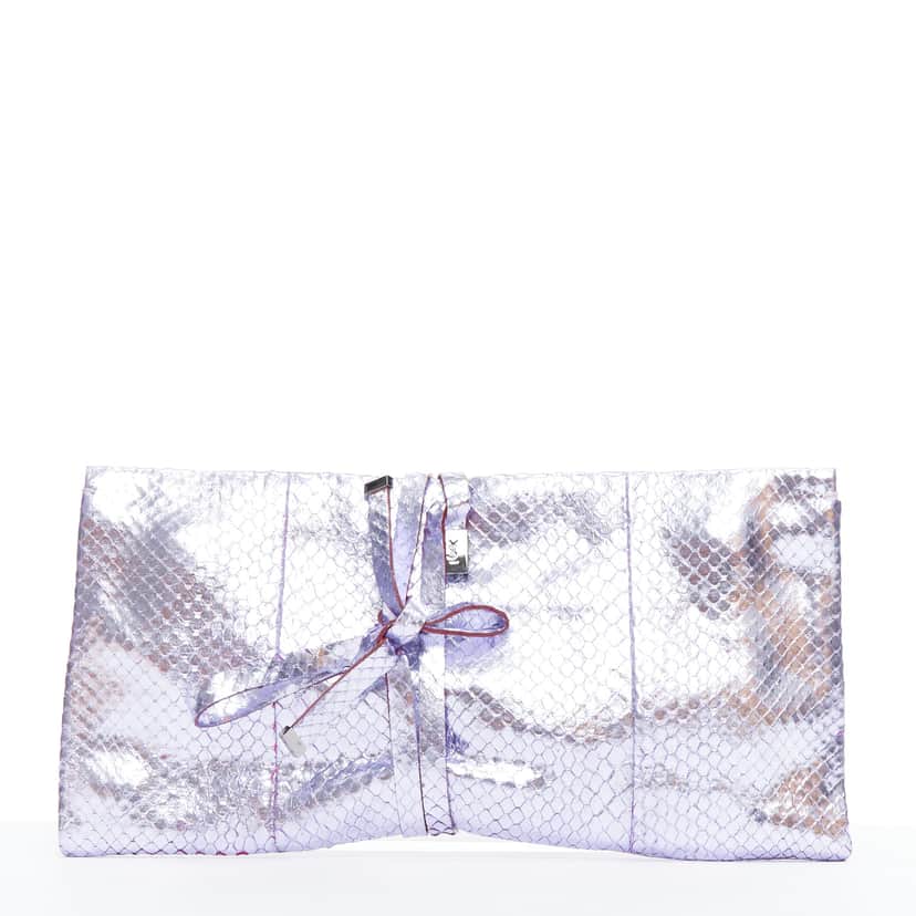 Yves Saint Laurent Marble Box Clutch Purple Leather Fair condition - Front View