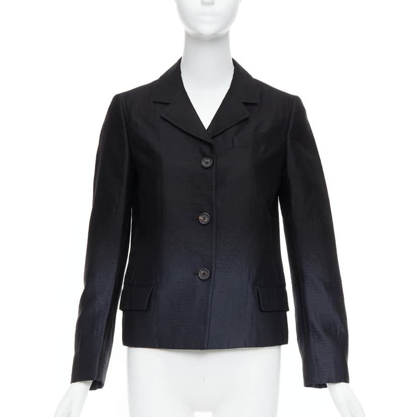 Prada Black Degrade Blazer Black Wool Never worn - Front View