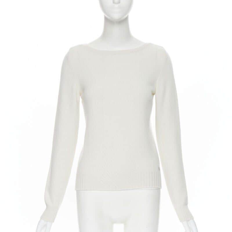 Hermès Ribbed Panel Sweater Beige Cashmere Never worn - Front View