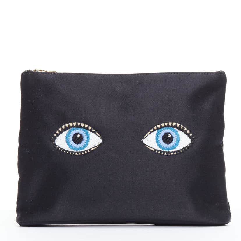 Charlotte Olympia Woven Zip Pouch Black Very good condition - Front View
