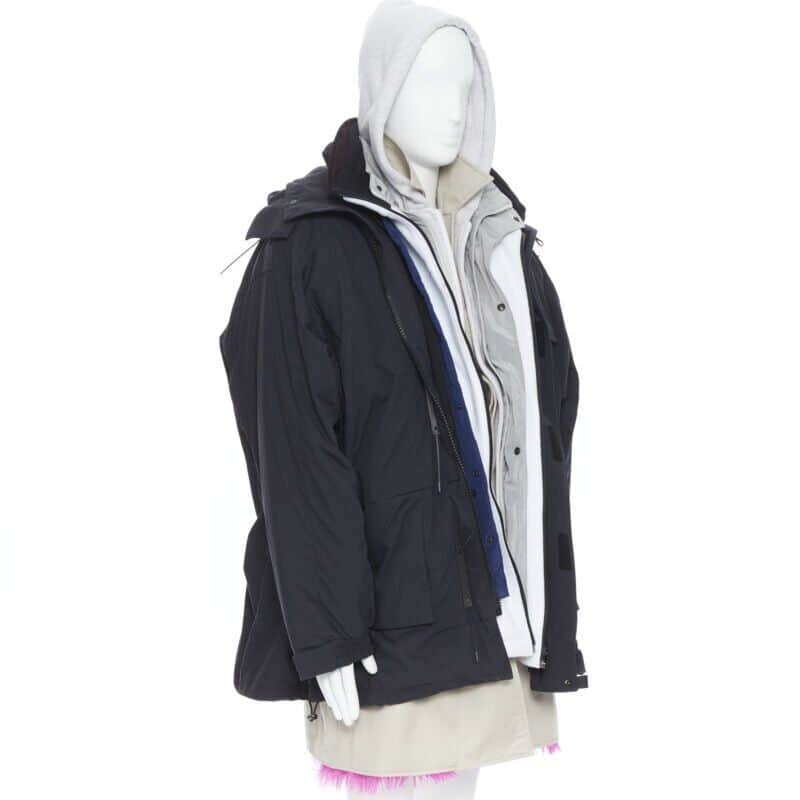 Balenciaga Pink Fur Parka Black Never worn, with tag - Front View