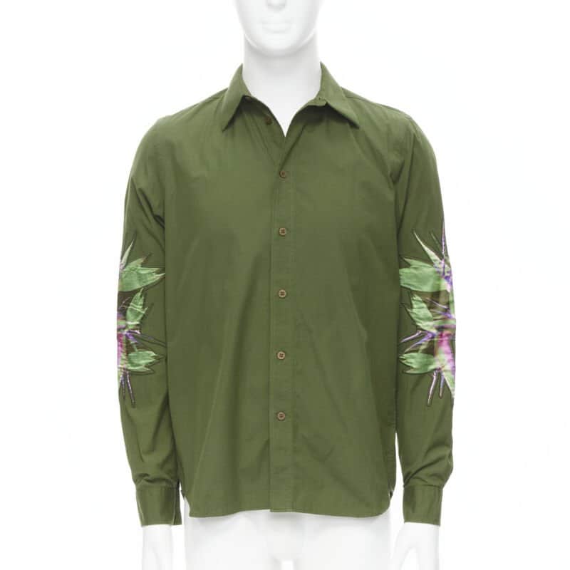 Givenchy Birds Patch Shirt Green Cotton Never worn - Front View