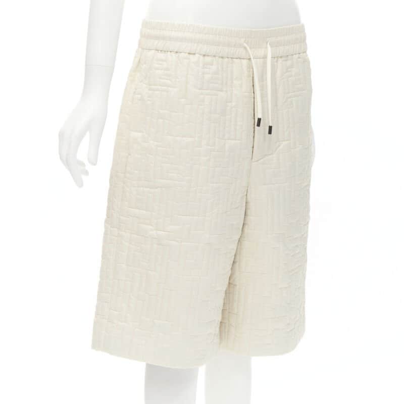 Fendi Zucca Padded Shorts Beige Never worn, with tag - Front View