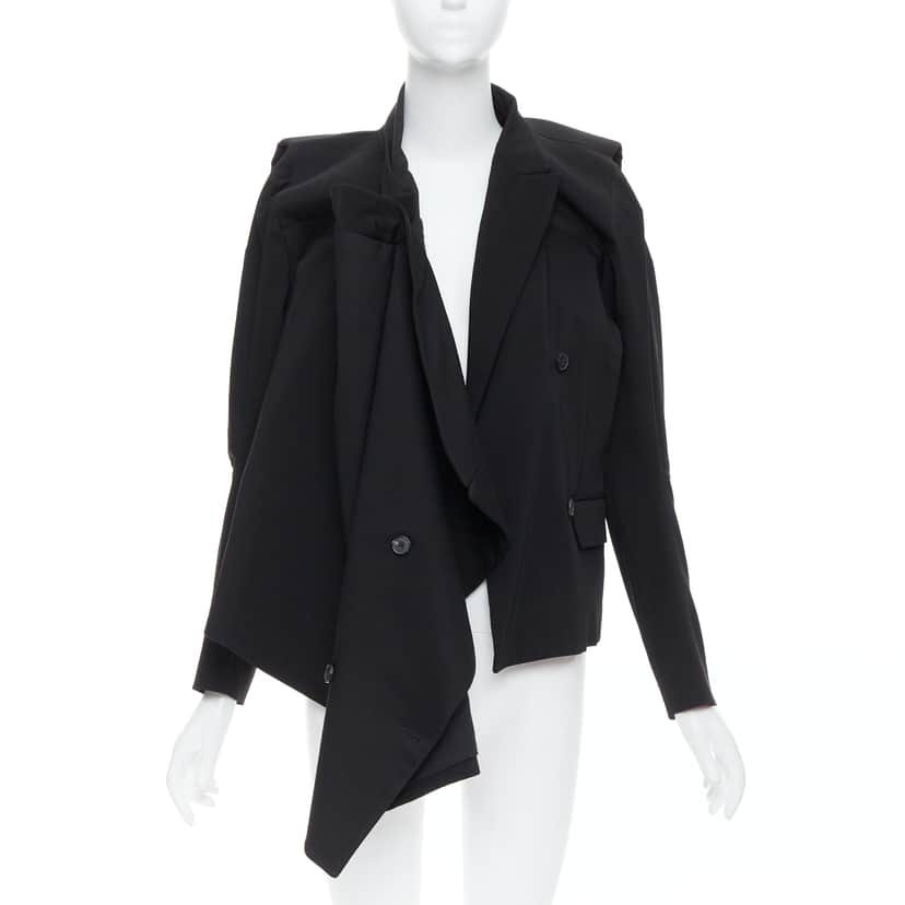 Maison Martin Margiela Black Draped Coat Black Wool Never worn - Front View