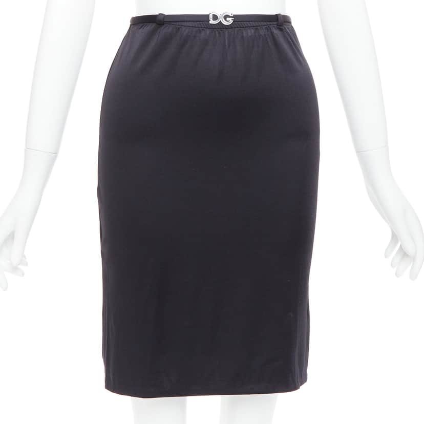 Dolce & Gabbana Logo Resin Skirt Black Polyamide Very good condition - Front View