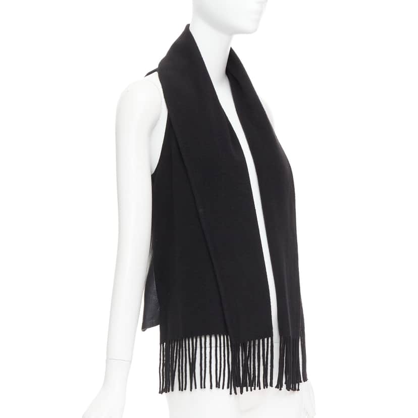 Hermès Scarf Design Vest Black Cashmere Very good condition - Front View