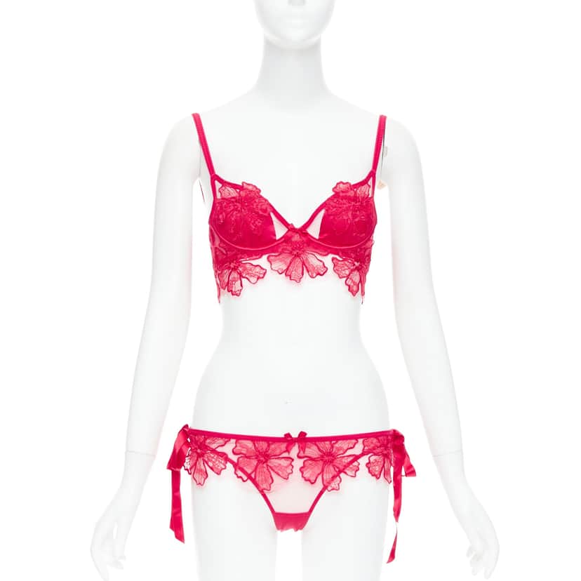 Agent Provocateur Floral Lace Lingerie Red Polyamide Very good condition - Front View