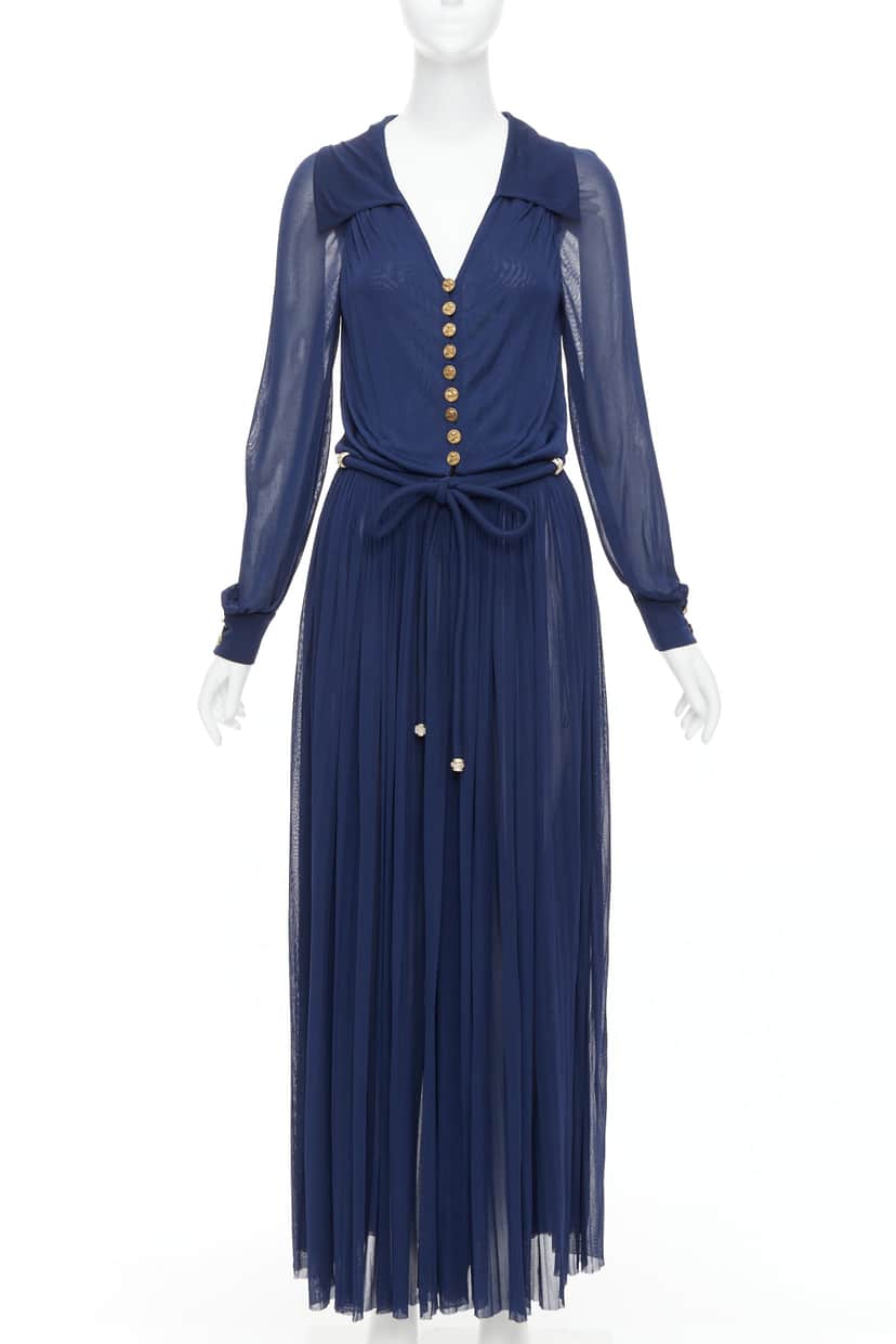 Chanel Owl Logo Dress Navy Viscose Good condition - Front View