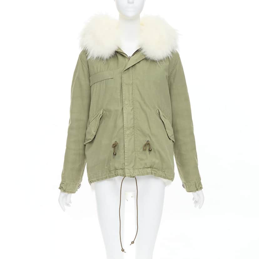 Mr & Mrs Italy Fur Lined Green Parka Green Cotton Very good condition - Front View