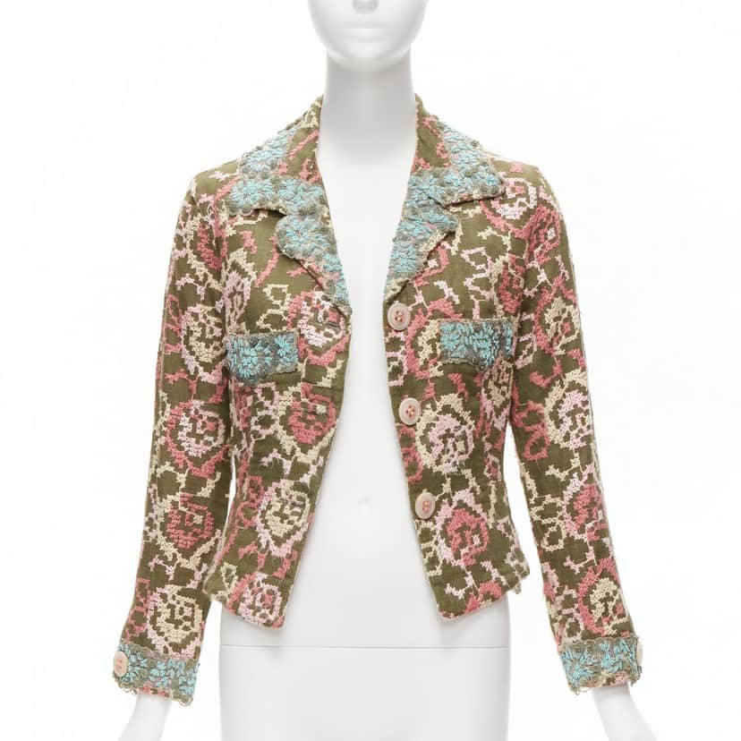 متعددة Silk Embellished Blazer MultiColor Silk Never worn - Front View