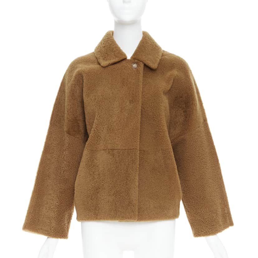 Max Mara Brown Leather Teddy Coat Brown Leather Very good condition - Front View