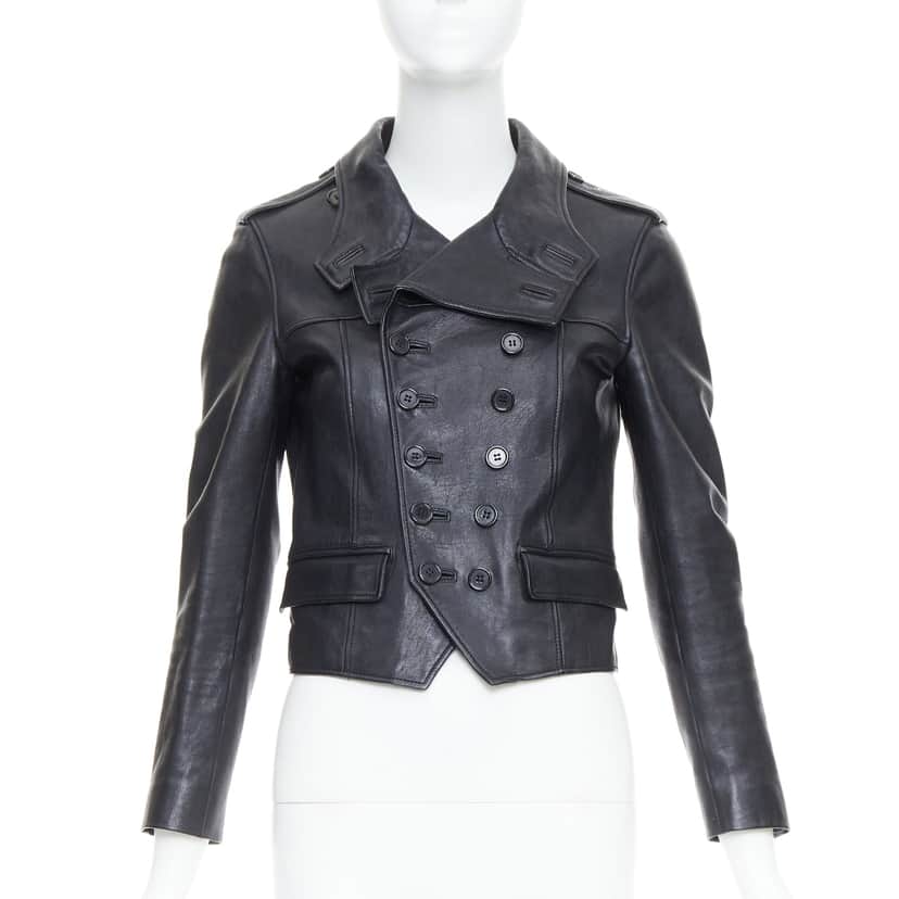 Saint Laurent Smoking Spencer Black Leather Very good condition - Front View
